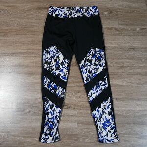 Dolce Bonita Womens XL Blue Black Abstract Print Athletic Leggings Yoga Pants
